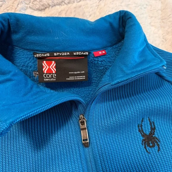 Spyder Men's Blue and Black Half-Zip Sweater - Picture 3 of 4